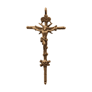 Vintage Bronze Skull and Crossbones Crucifix