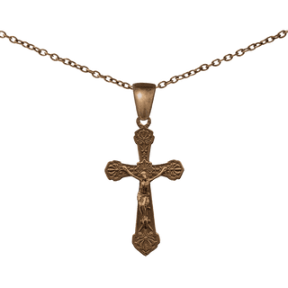 Vintage Bronze Thistle Flower Crucifix