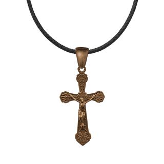 Vintage Bronze Thistle Flower Crucifix
