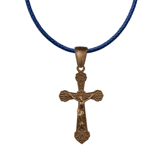 Vintage Bronze Thistle Flower Crucifix