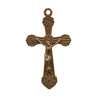 Vintage Bronze Thistle Flower Crucifix
