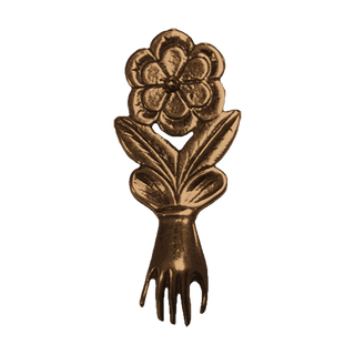 Vintage Bronze Hand with Flower Milagro Pendant