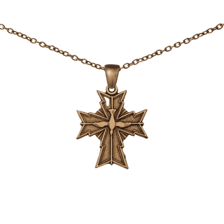 Vintage Bronze Oh Holy Ghost Protect Me Cross