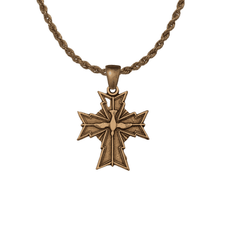 Vintage Bronze Oh Holy Ghost Protect Me Cross
