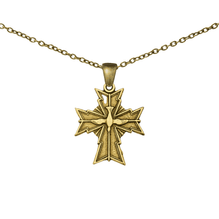Vintage Yellow Bronze Oh Holy Ghost Protect Me Cross