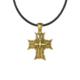 Vintage Yellow Bronze Oh Holy Ghost Protect Me Cross