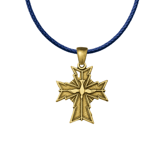 Vintage Yellow Bronze Oh Holy Ghost Protect Me Cross