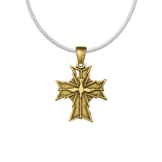 Vintage Yellow Bronze Oh Holy Ghost Protect Me Cross