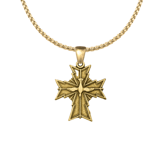 Vintage Yellow Bronze Oh Holy Ghost Protect Me Cross