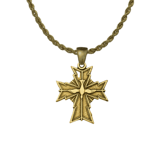 Vintage Yellow Bronze Oh Holy Ghost Protect Me Cross