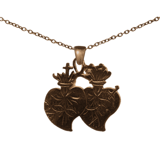 Vintage Bronze Sacred and Immaculate Hearts Medal