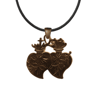 Vintage Bronze Sacred and Immaculate Hearts Medal