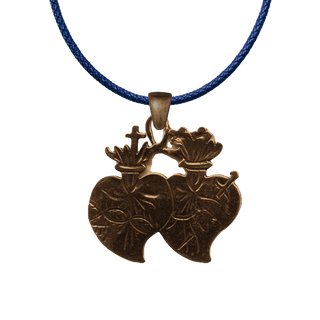 Vintage Bronze Sacred and Immaculate Hearts Medal