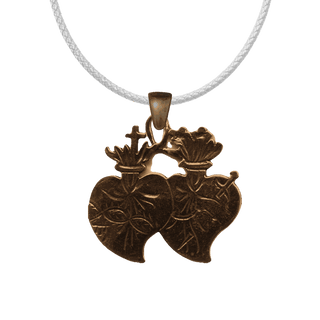 Vintage Bronze Sacred and Immaculate Hearts Medal