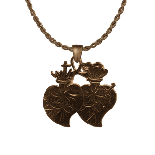 Vintage Bronze Sacred and Immaculate Hearts Medal