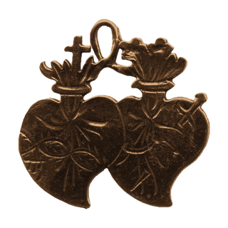 Vintage Bronze Sacred and Immaculate Hearts Medal
