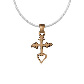 Vintage Bronze Small Mexican Cross with Open Heart