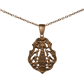 Vintage Bronze Baroque Virgin Medal with Angels