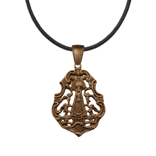 Vintage Bronze Baroque Virgin Medal with Angels