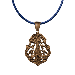 Vintage Bronze Baroque Virgin Medal with Angels