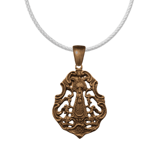 Vintage Bronze Baroque Virgin Medal with Angels
