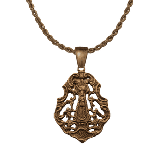 Vintage Bronze Baroque Virgin Medal with Angels