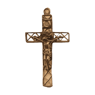 Vintage Bronze Openwork Lattice Crucifix with Halo