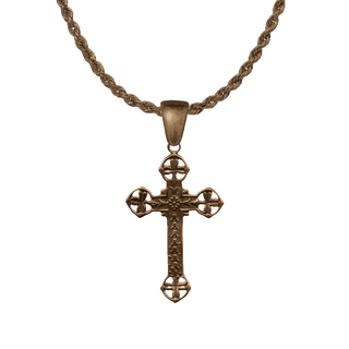 Vintage Bronze Shamrock Cross