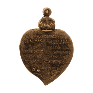 Vintage Bronze Our Lady of Lujan Heart Medal, 1899 — reverse