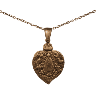 Vintage Bronze Our Lady of Lujan Heart Medal, 1899