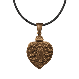 Vintage Bronze Our Lady of Lujan Heart Medal, 1899