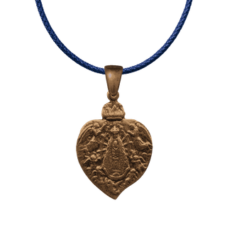 Vintage Bronze Our Lady of Lujan Heart Medal, 1899