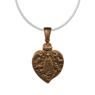 Vintage Bronze Our Lady of Lujan Heart Medal, 1899