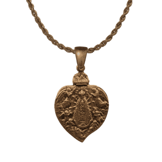 Vintage Bronze Our Lady of Lujan Heart Medal, 1899