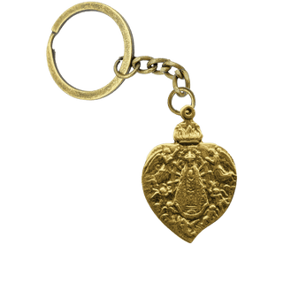 Vintage Yellow Bronze Our Lady of Lujan Heart Medal, 1899