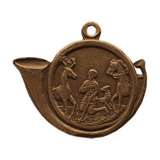 Vintage Bronze Saint Hubert Hunting Horn Medal