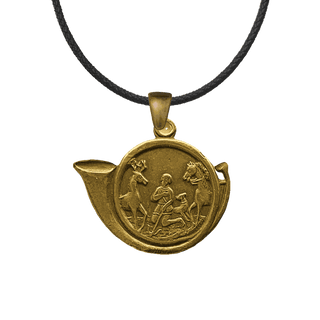 Vintage Yellow Bronze Saint Hubert Hunting Horn Medal