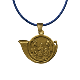 Vintage Yellow Bronze Saint Hubert Hunting Horn Medal