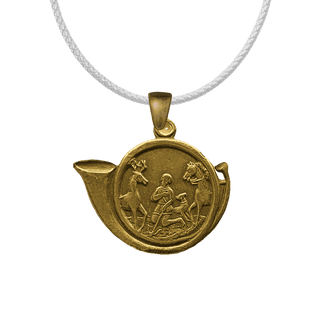 Vintage Yellow Bronze Saint Hubert Hunting Horn Medal