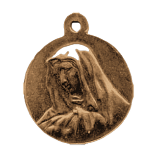 Vintage Bronze St Peregrine and Sorrowful Mother Medal — reverse