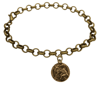 Vintage Bronze St. Peregrine Medal Bracelet