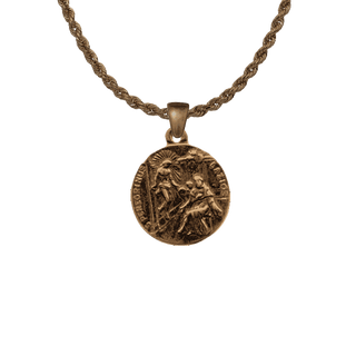 Vintage Bronze St. Peregrine with Sorrowful Mary