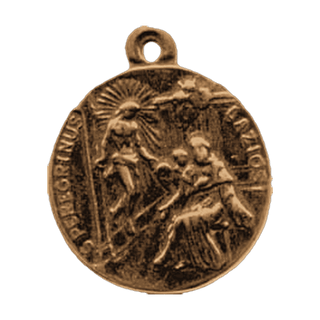 Vintage Bronze St Peregrine and Sorrowful Mother Medal