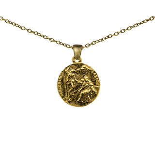Vintage Yellow Bronze St Peregrine and Sorrowful Mother Medal