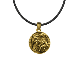 Vintage Yellow Bronze St Peregrine and Sorrowful Mother Medal