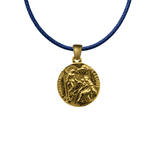 Vintage Yellow Bronze St Peregrine and Sorrowful Mother Medal