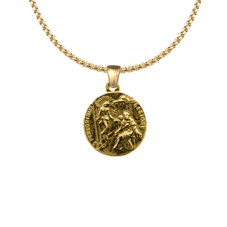 Vintage Yellow Bronze St Peregrine and Sorrowful Mother Medal