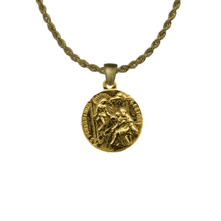 Vintage Yellow Bronze St Peregrine and Sorrowful Mother Medal