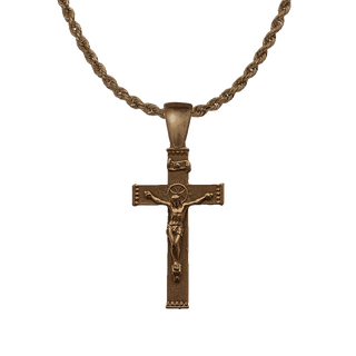 Vintage Bronze Tailored Crucifix with Sunburst Halo