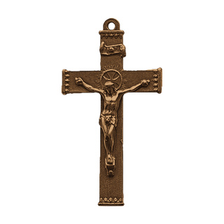 Vintage Bronze Tailored Crucifix with Sunburst Halo